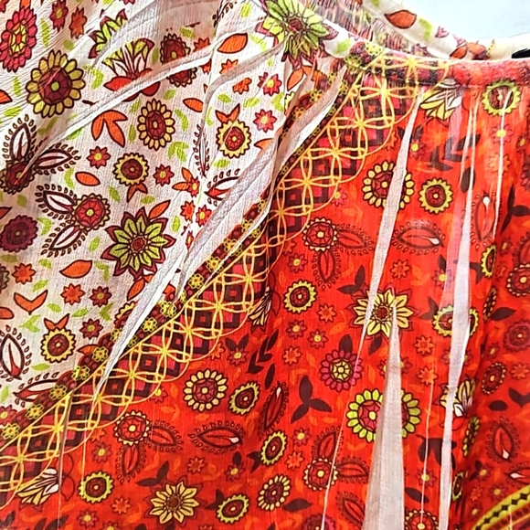 Fang Multi-Colored  Sheer Top Sz Medium - Picture 3 of 6